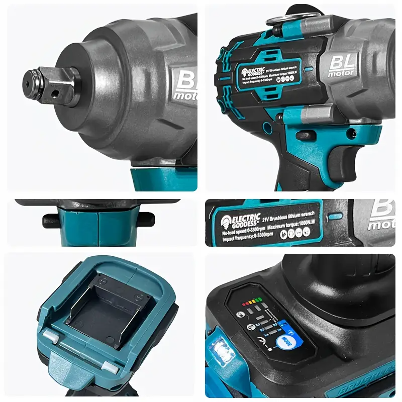 Llave Pistola De Impacto Inalámbrica + Kit Súper Completo con 2 Baterías